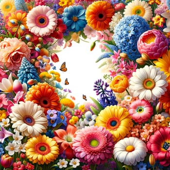 Floral Frame Delight: Spring Flowers Background
