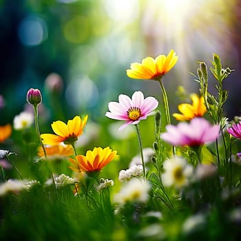 Blooming Beauty: Artistic Spring Flowers Background