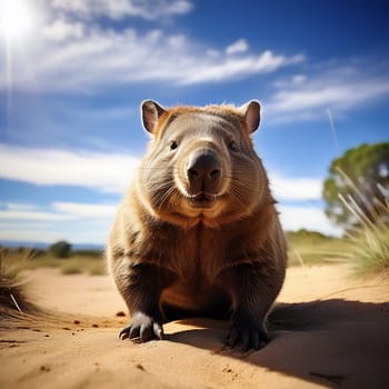 Wombat's Unexpected Encounter on a Rocky Beach