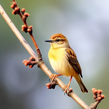 The Graceful Zitting Cisticola Bird Resting on a Branch