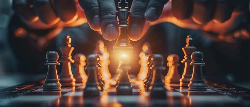 A man is playing chess with a king and a pawn by AI generated image.