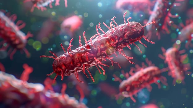Vivid and detailed 3D render of Streptococcus bacteria. Microbiology, infection, scientific research concepts visualized with high detail and realism.