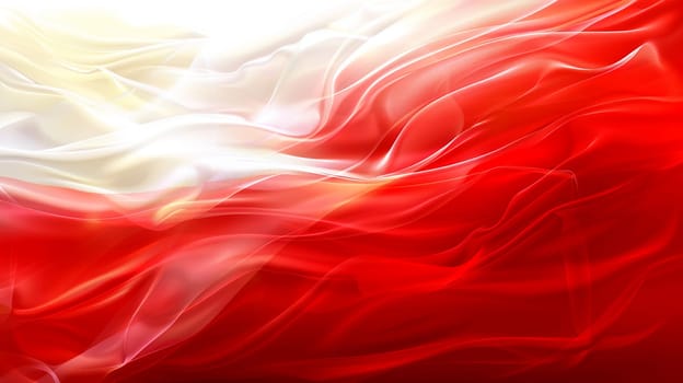 Vibrant Polish flag color waves captured in silky texture creates dynamic, elegant backdrop for various design uses