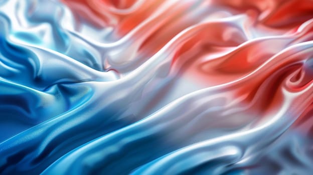 Luxurious silk material mimics flowing motion, captured in vibrant red, white, blue colors of Netherlands flag, evoking national pride through elegant design.