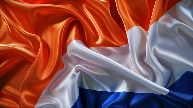 Silky texture of Netherlands flag waving gracefully, depicting national pride, Dutch culture, and European unity.