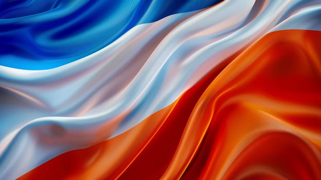 Vibrant silk texture waving smoothly, abstract background art representing Netherlands flag, red, white, blue color blend