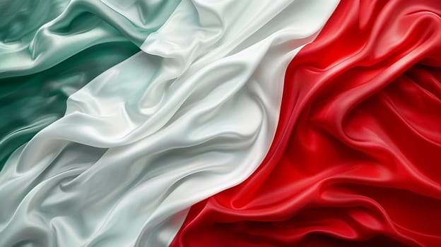 Elegant silk fabric background waving colors of Italian flag, representing Italian culture, national pride, identity