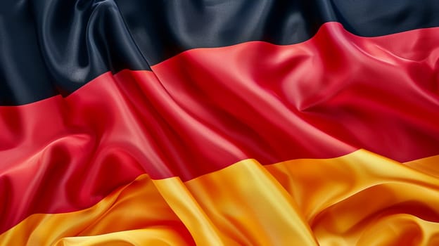 Vibrant silk fabric represents Germany flag, symbolizing national pride, culture, and identity in aesthetic background.