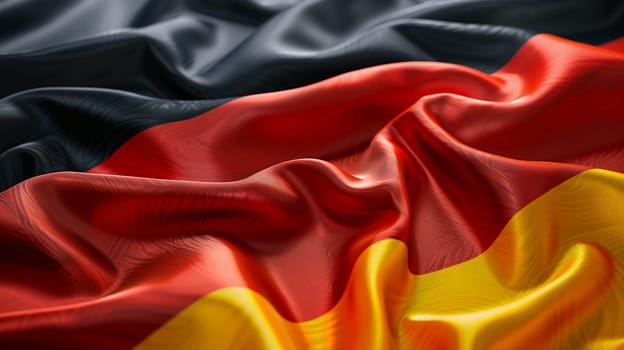 Close-up of wavy silk texture representing Germany flag colors symbolizing national pride, identity, and German patriotism.