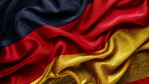 Vibrant silk fabric draped elegantly, presenting Belgium national colors, symbolizing patriotism, national pride, and cultural identity