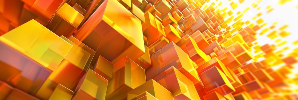 A bright orange background with many small yellow cubes by AI generated image.