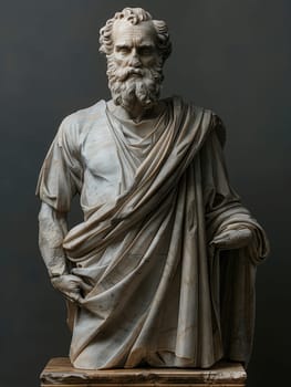 An antique statue depicting a man with a distinguished beard, showcasing intricate details and craftsmanship.
