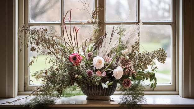 Beautiful bouquet of flowers in a vase. Floral arrangement