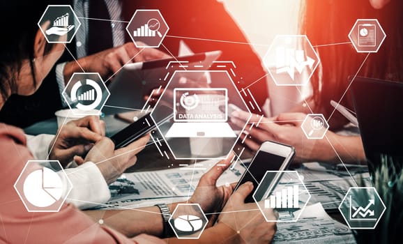 Data Analysis for Business and Finance Concept. interface showing future computer technology of profit analytic, online marketing research and information report for digital business strategy. uds