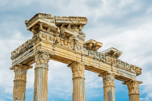 Temple of Apollo in Side Ancient City on a cloudy spring day