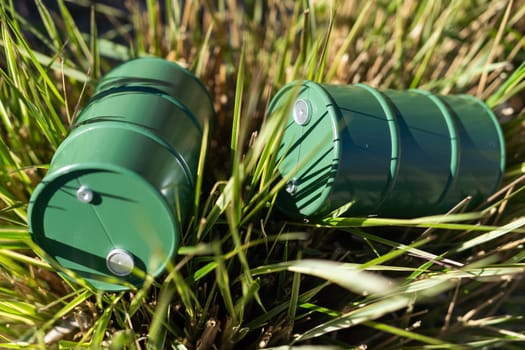 toy oil barrel on a natural background. High quality photo