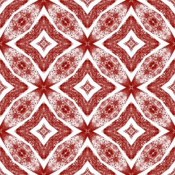 Medallion seamless pattern. Wine red symmetrical kaleidoscope background. Watercolor medallion seamless tile. Textile ready great print, swimwear fabric, wallpaper, wrapping.