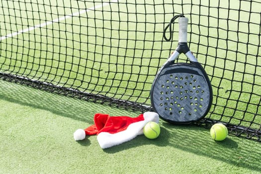padel racket and santa hat. High quality