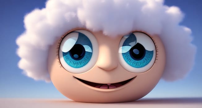 Cute cloud character - 3D image of fluffy cloud character