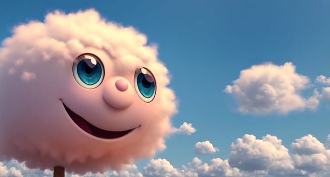 Cute cloud character - 3D image of fluffy cloud character