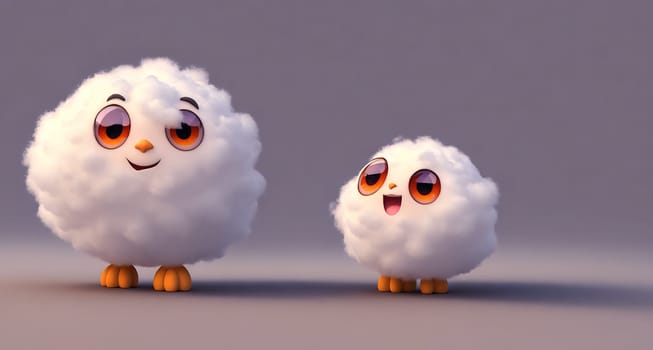Cute cloud character - 3D image of fluffy cloud character