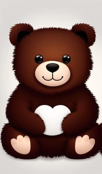 The image is a brown teddy bear sitting on the ground with its paws folded in front of it, looking up at the viewer with its big brown eyes.