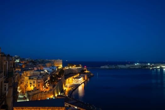 Valletta, Malta, April 03, 2024. panoramic view of the Grand Harbour of the city at sunset