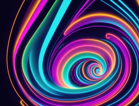The image is a swirling, colorful design with curved lines and shapes.
