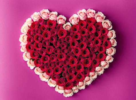 The image is a heart-shaped arrangement of pink roses.