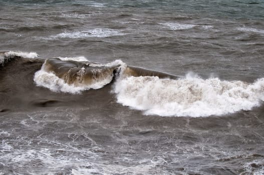 Sea Storm waves on the shore 