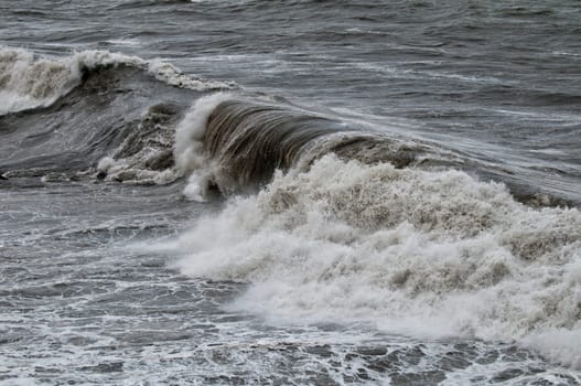 Sea Storm waves on the shore 