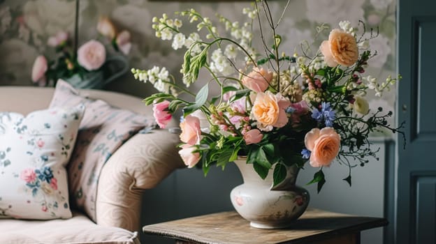 Beautiful bouquet of flowers in a vase. Floral arrangement