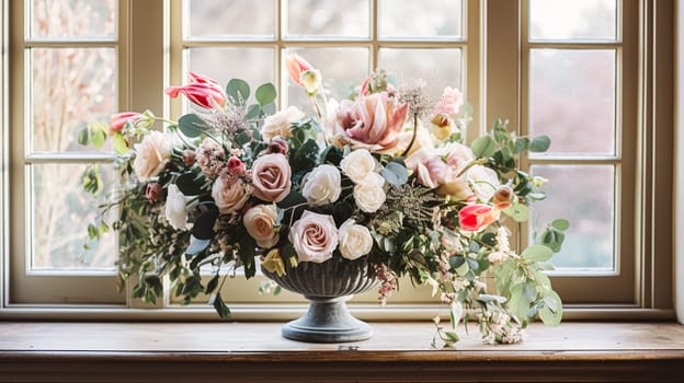 Beautiful bouquet of flowers in a vase. Floral arrangement