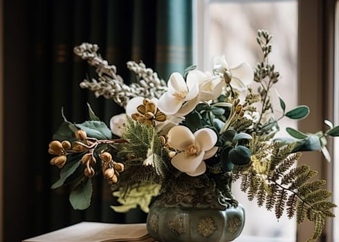 Beautiful bouquet of flowers in a vase. Floral arrangement