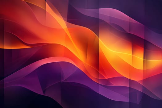 A mesmerizing landscape of tints and shades in purple and orange hues with an electric blue and magenta sky, creating a heatwave pattern in the dark art