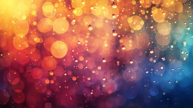 A close up of a colorful background with water droplets on it