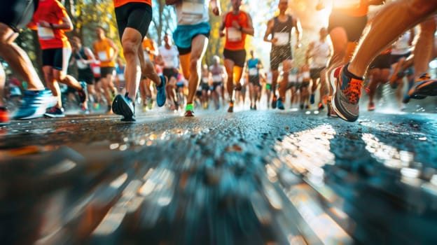 A group of people running in a race together