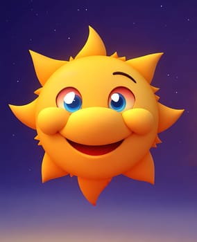 The image is a cartoon sun with a smiling face and a happy expression.