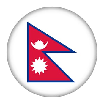 A Nepal flag button 3d illustration with clipping path