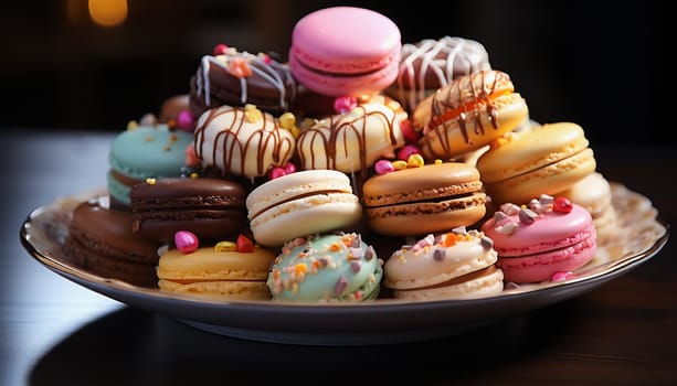 Close-up of multicolored macaroon. High quality photo