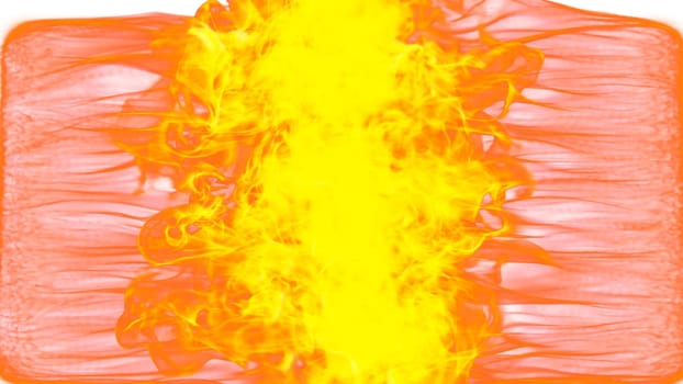 3d illustration. Tongues of flame collide from opposite sides on a white background