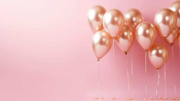 pink and gold balloons for party and celebration, ai