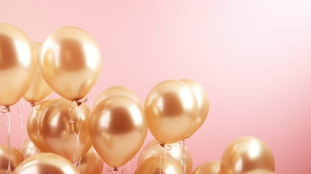 pink and gold balloons for party and celebration, ai