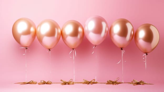 pink and gold balloons for party and celebration, ai