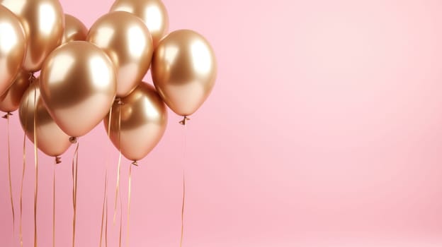 pink and gold balloons for party and celebration, ai