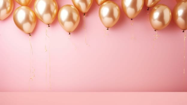 pink and gold balloons for party and celebration, ai