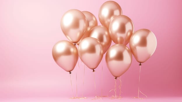 pink and gold balloons for party and celebration, ai