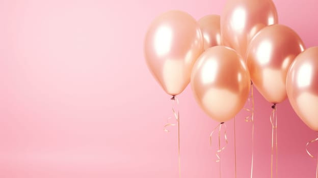 pink and gold balloons for party and celebration, ai