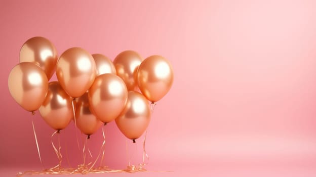 pink and gold balloons for party and celebration, ai