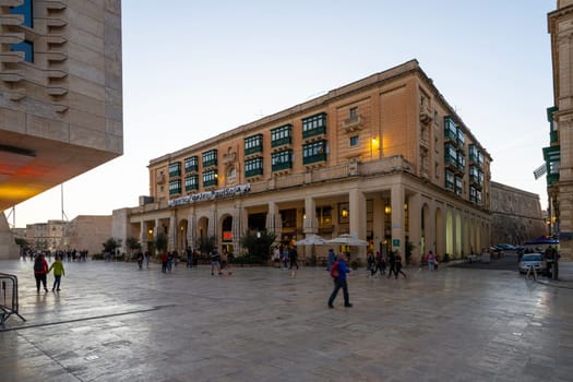 Valletta, Malta, April 03, 2024. view of the square in front of the Maltese parliament in the city centre